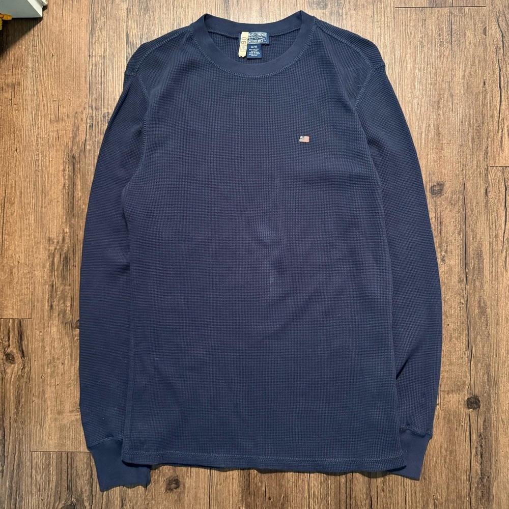 Vintage Navy Blue Polo Jeans Company Thermal Ralph Lauren American Flag